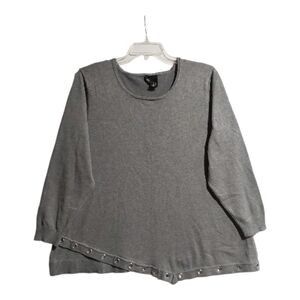 ND sweater 2X gray boat neck pullover grommets front hem soft knit